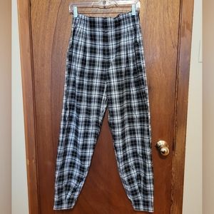 Plaid paper bag waist pants